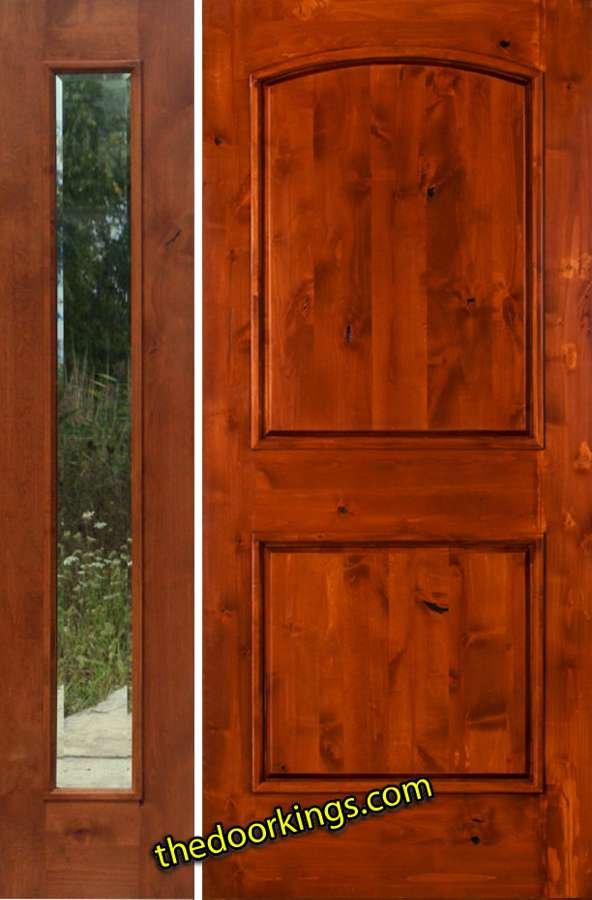 sw66 knotty alder wood door with one  bevel sidelite